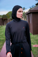 Burkini Modest Swimwear Set Lycra 4-Teilig Schwarz-Orange "Marina" M2478