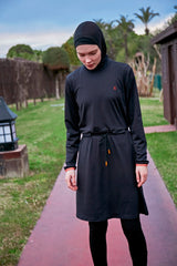 Burkini Modest Swimwear Set Lycra 4-Teilig Schwarz-Orange "Marina" M2478
