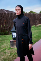 Burkini Modest Swimwear Set Lycra 4-Teilig Schwarz-Orange "Marina" M2478