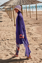 Kimono Pareo Lila gemustert "Marina" P2420