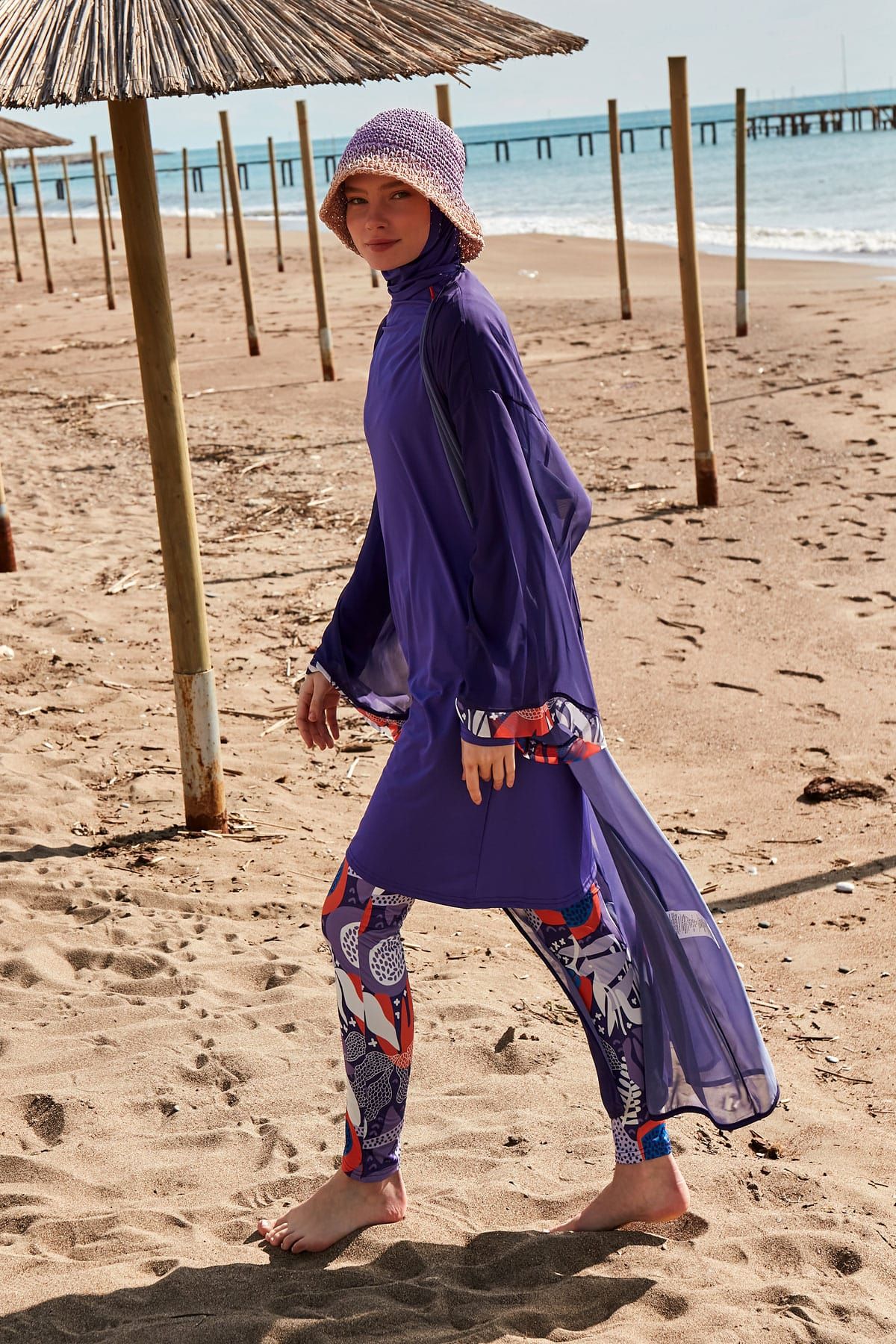 Kimono Pareo Lila gemustert "Marina" P2420