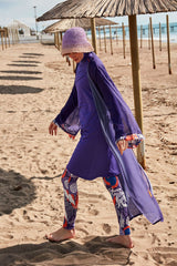 Kimono Pareo Lila gemustert "Marina" P2420