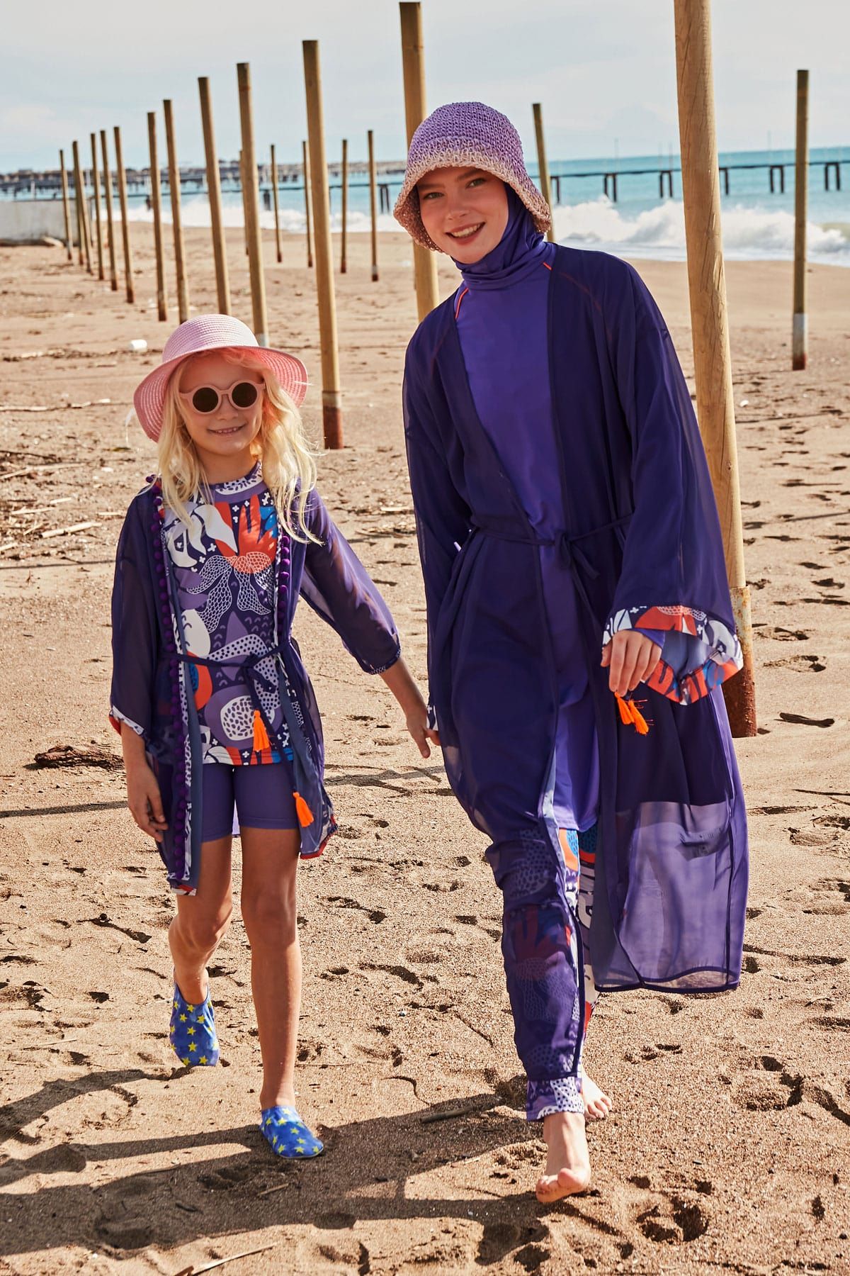 Kimono Pareo Lila gemustert "Marina" P2420