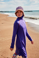 Burkini Modest Swimwear Set Lycra 4-Teilig Lila mit bunten Akzenten "Marina" M2494