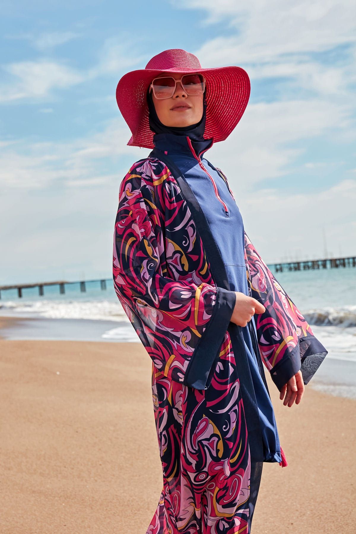 Kimono Pareo Bunt gemustert "Marina" P2416