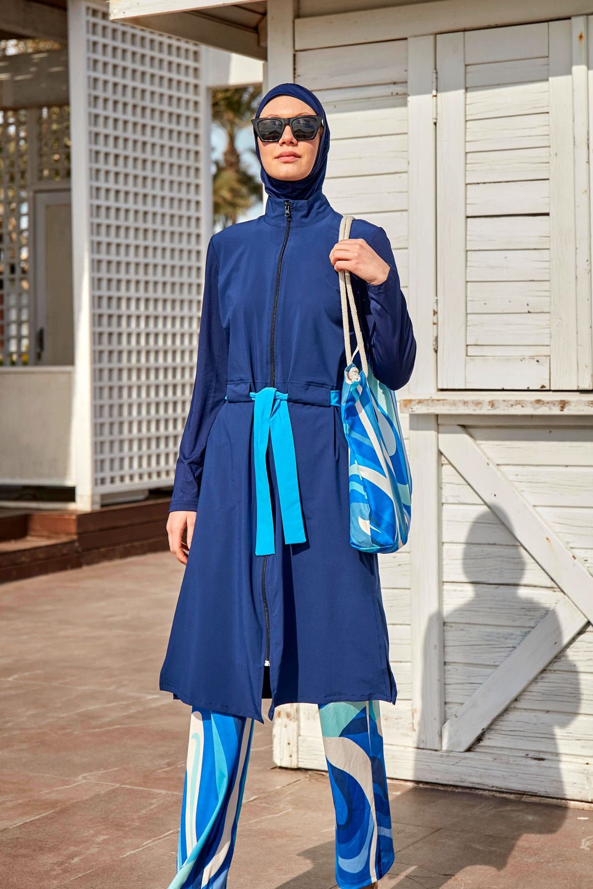 Burkini Modest Swimwear 4-Teilig Fallschirmstoff Marineblau "Marina" M2428