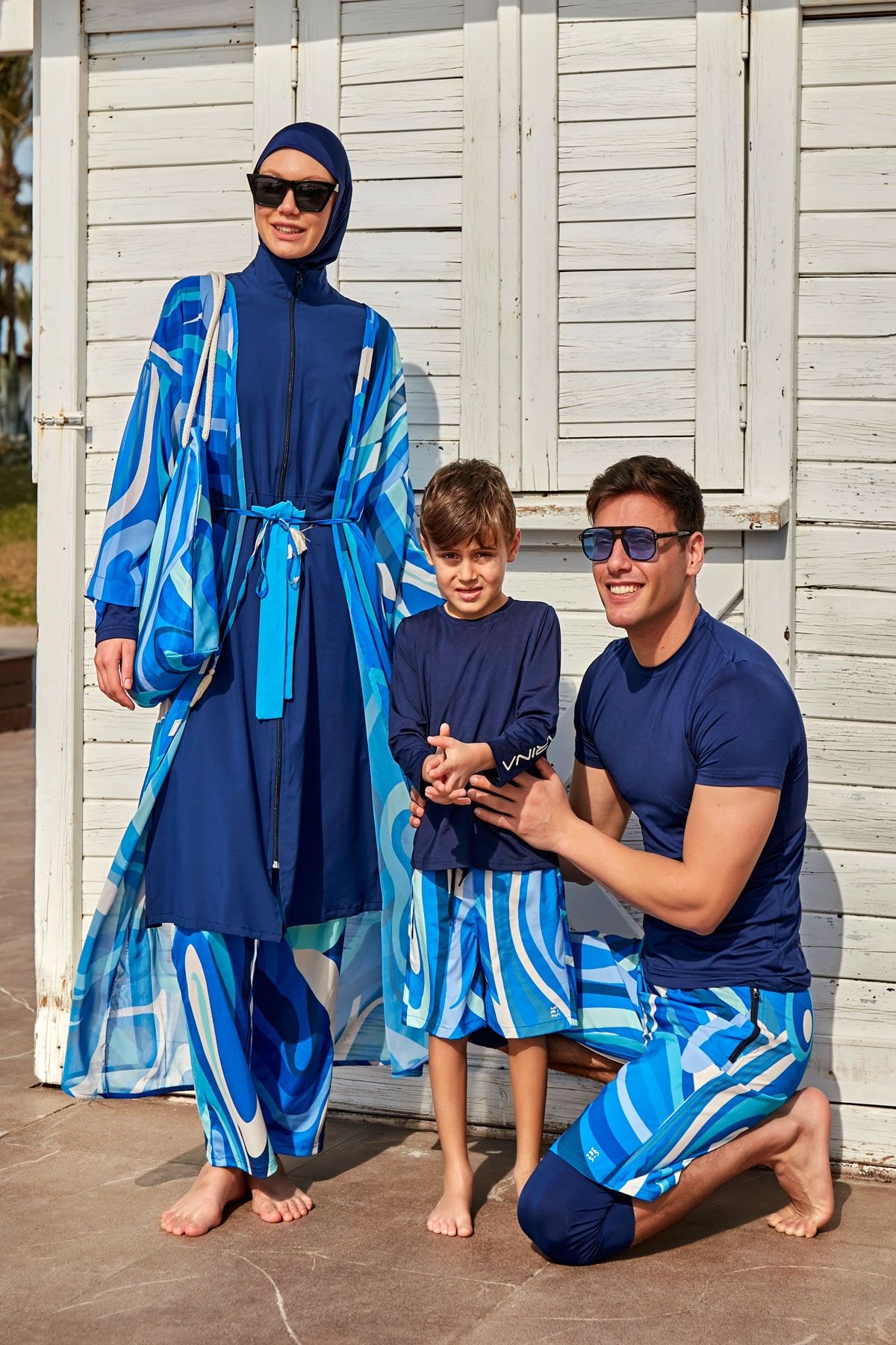 Burkini Modest Swimwear 4-Teilig Fallschirmstoff Marineblau "Marina" M2428