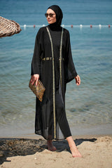 Kimono Pareo mit Pailletten Schwarz "Marina" P2346