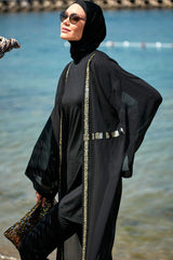 Kimono Pareo mit Pailletten Schwarz "Marina" P2346