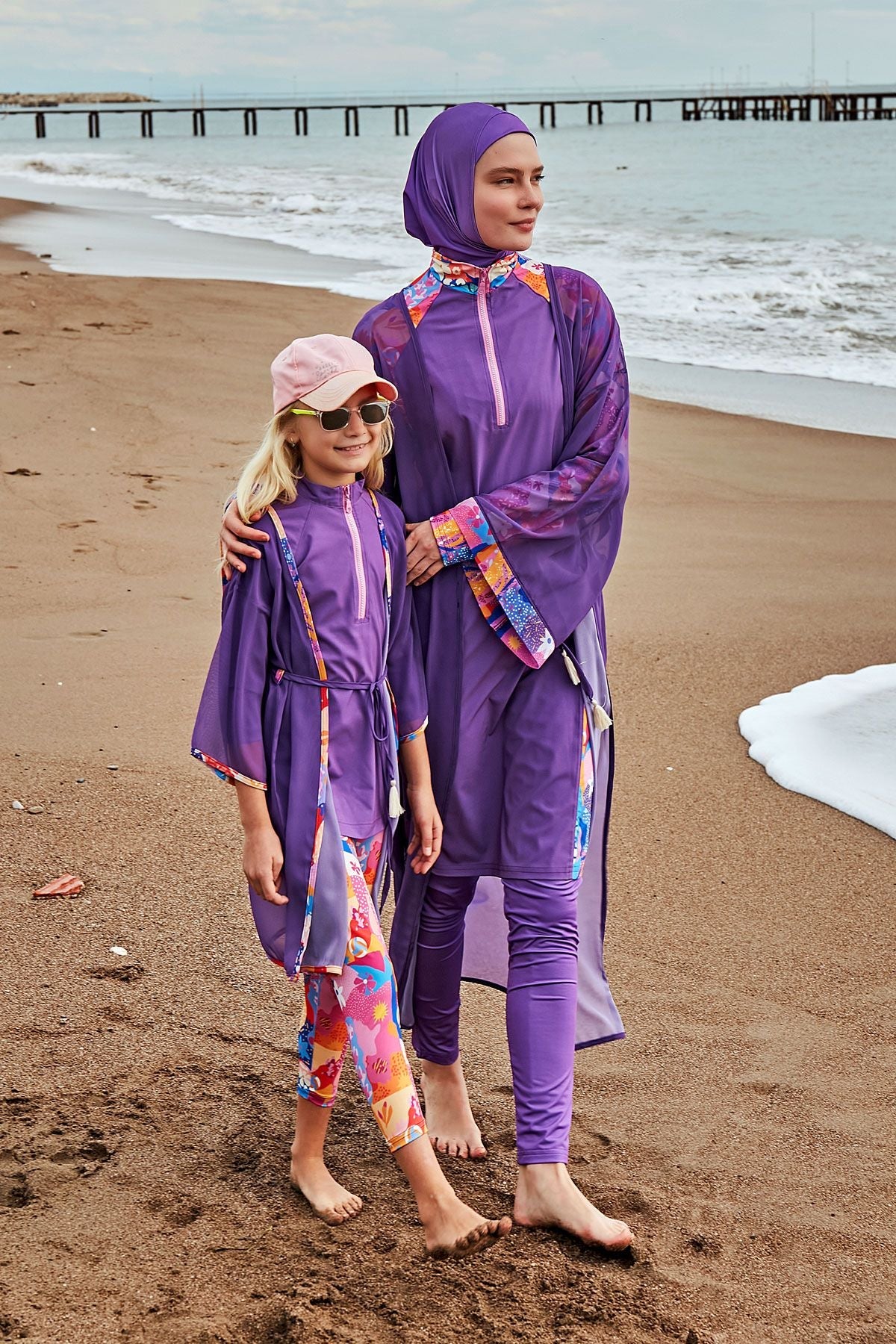 Kimono Pareo Lila gemustert "Marina"  P2426