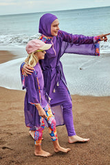 Kimono Pareo Lila gemustert "Marina"  P2426