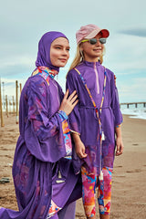 Kimono Pareo Lila gemustert "Marina"  P2426