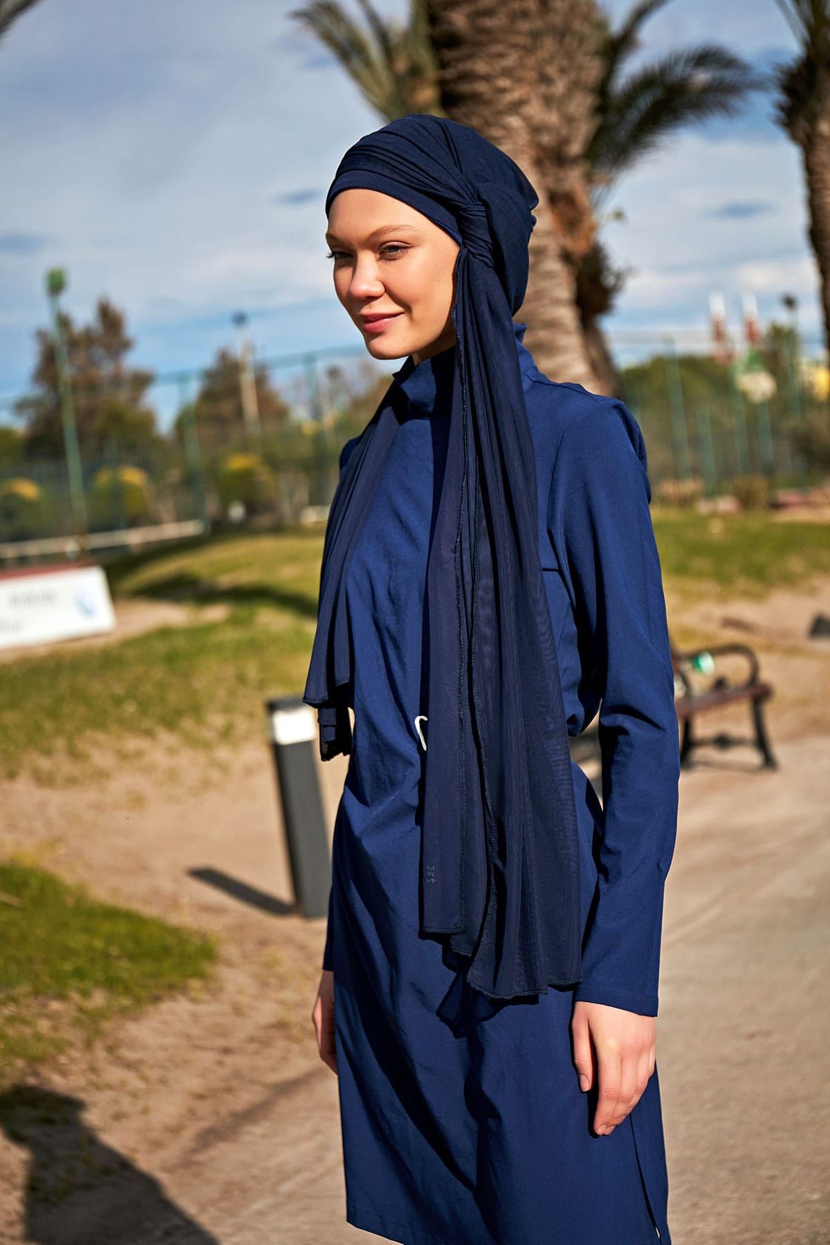 Schwimmhijab Mesh Schal  Marineblau "Marina" B2402