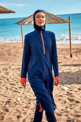 Burkini Modest Swimwear 4-Teilig Fallschirmstoff Marineblau "Marina"   M2412