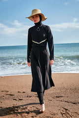 Burkini Modest Swimwear 4-Teilig Fallschirmstoff Schwarz "Marina" M2410