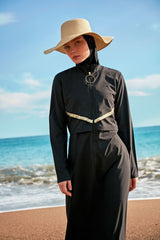 Burkini Modest Swimwear 4-Teilig Fallschirmstoff Schwarz "Marina" M2410