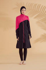 Burkini Modest Swimwear Set 4-Teilig Schwarz/Rosa "Marina" M2316-1