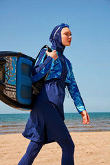 Burkini Modest Swimwear Set 4-Teilig Marineblau/Gemustert "Marina" M2319