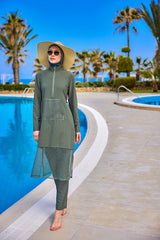 Burkini Modest Swimwear Set 4-Teilig Khaki "Marina" M2508-3