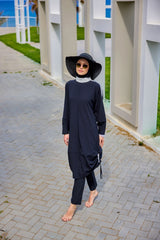 Marina Burkini M2521-3 Schwarz-Weiß Modest Swimwear - UV-Schutz UPF50+ wasserabweisend schnelltrocknend