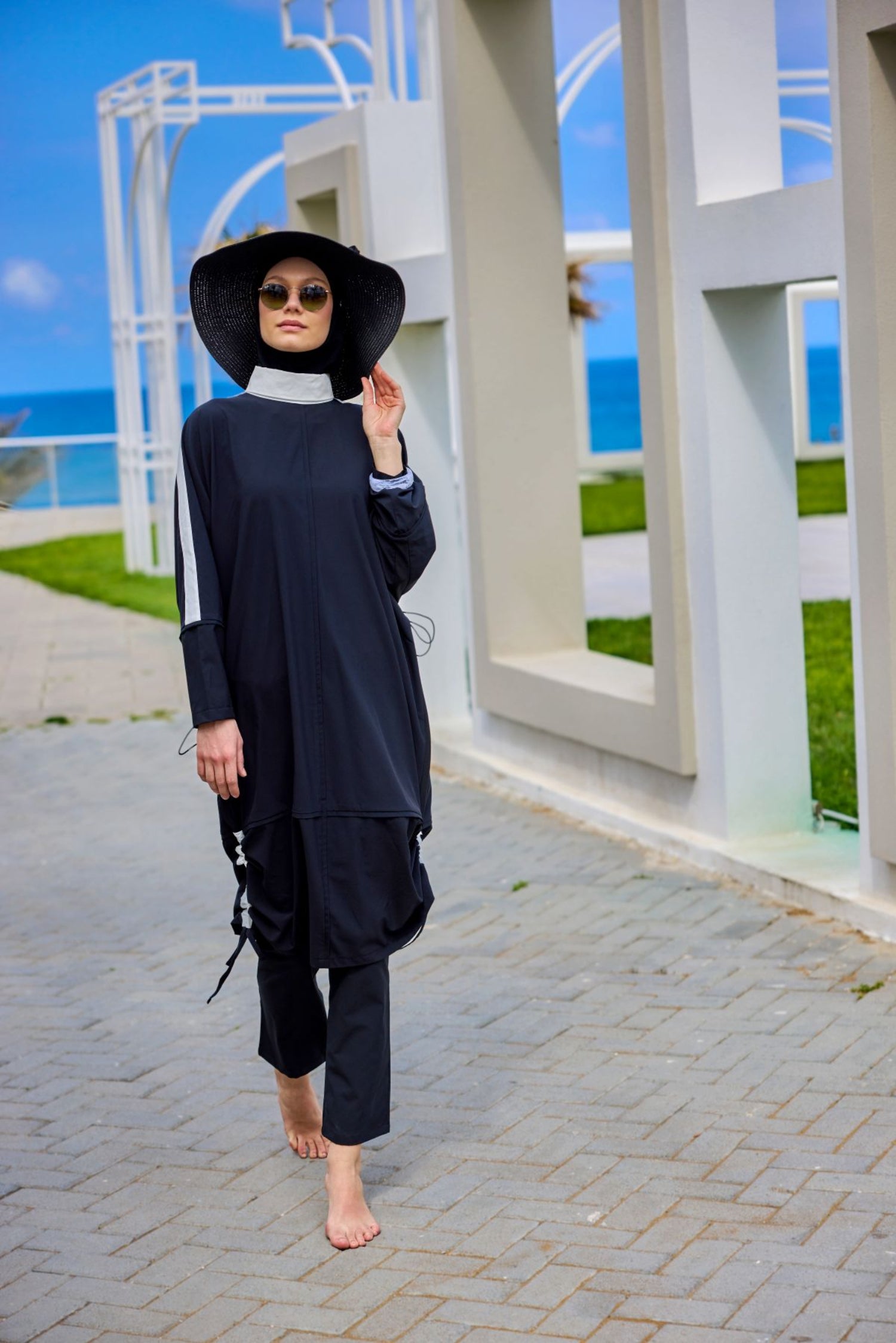Marina Burkini M2521-3 Schwarz-Weiß Modest Swimwear - UV-Schutz UPF50+ wasserabweisend schnelltrocknend
