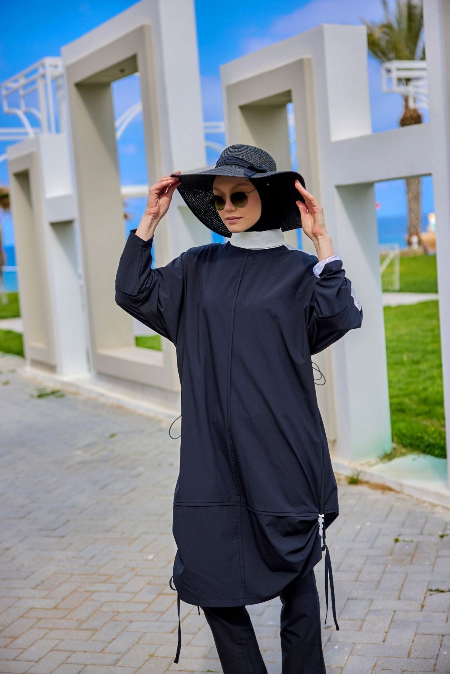 Marina Burkini M2521-3 Schwarz-Weiß Modest Swimwear - UV-Schutz UPF50+ wasserabweisend schnelltrocknend