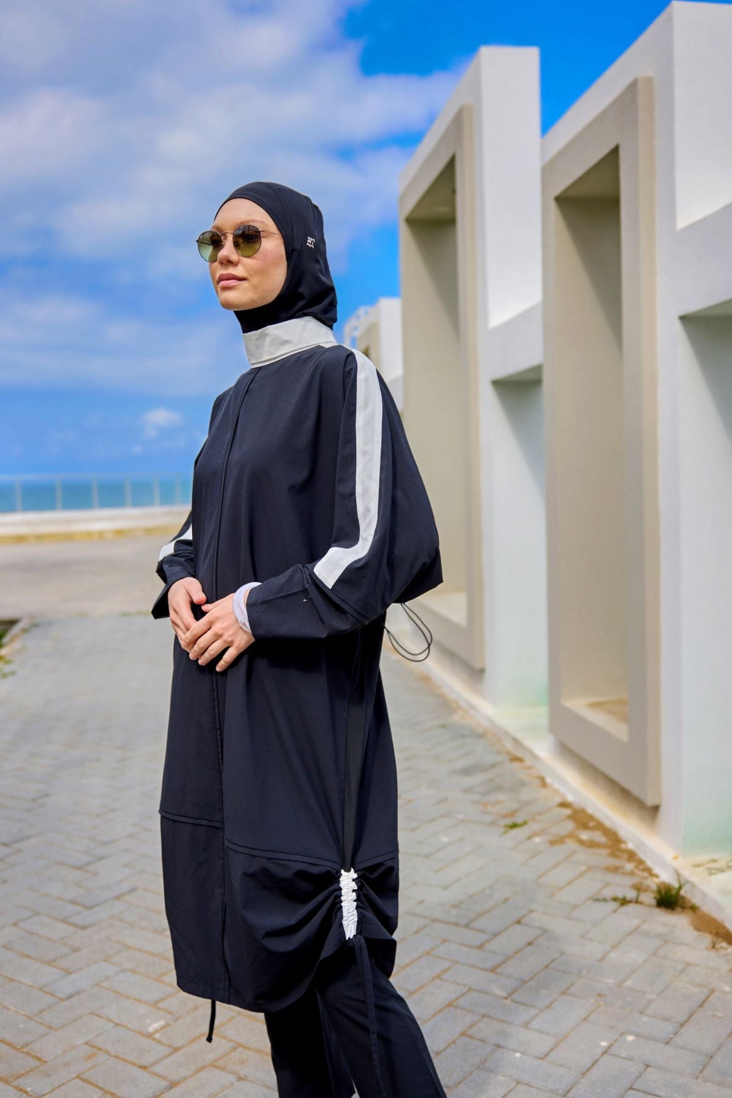 Marina Burkini M2521-3 Schwarz-Weiß Modest Swimwear - UV-Schutz UPF50+ wasserabweisend schnelltrocknend