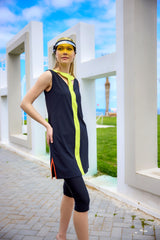 Tankini Semi Suit 3-Teilig Schwarz Grün  "Marina" H2502-1