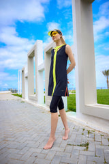 Tankini Semi Suit 3-Teilig Schwarz Grün  "Marina" H2502-1