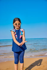 Mädchen Badeanzug Marineblau C2502
