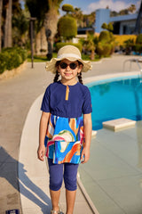 Mädchen Badeanzug Marineblau C2506