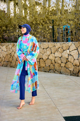 Kimono Pareo Marineblau gemustert "Marina" P2506