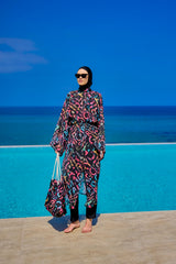 Kimono Pareo Schwarz mit bunter Aufschrift "Marina" RP2507