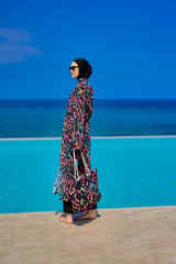 Kimono Pareo Schwarz mit bunter Aufschrift "Marina" RP2507