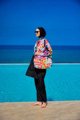 Burkini Modest Swimwear Set 4-Teilig Schwarz mit Motiven "Riva Mera by Marina" R2510