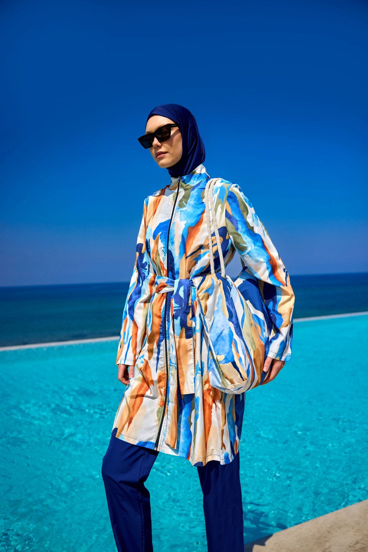 Burkini Modest Swimwear Set 4-Teilig mit Aquarell-Design "Riva Mera by Marina" R2514
