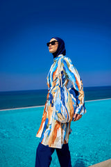 Burkini Modest Swimwear Set 4-Teilig mit Aquarell-Design "Riva Mera by Marina" R2514