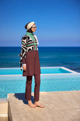 Burkini Modest Swimwear Set 4-Teilig Braun/Grün "Marina" M2519