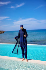 Burkini Modest Swimwear Set 4-Teilig Marineblau mit Tülldetail "Marina" M2534-2