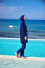 Burkini Modest Swimwear Set 4-Teilig Marineblau mit Tülldetail "Marina" M2534-2