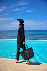 Burkini Modest Swimwear Set 4-Teilig Schwarz mit Tülldetail "Marina" M2534-1