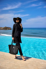 Burkini Modest Swimwear Set 4-Teilig Schwarz mit Tülldetail "Marina" M2534-1