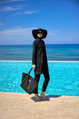 Burkini Modest Swimwear Set 4-Teilig Schwarz mit Tülldetail "Marina" M2534-1