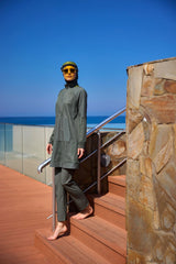 Burkini Modest Swimwear Set 4-Teilig Khaki mit Tülldetail "Marina" M2534-3