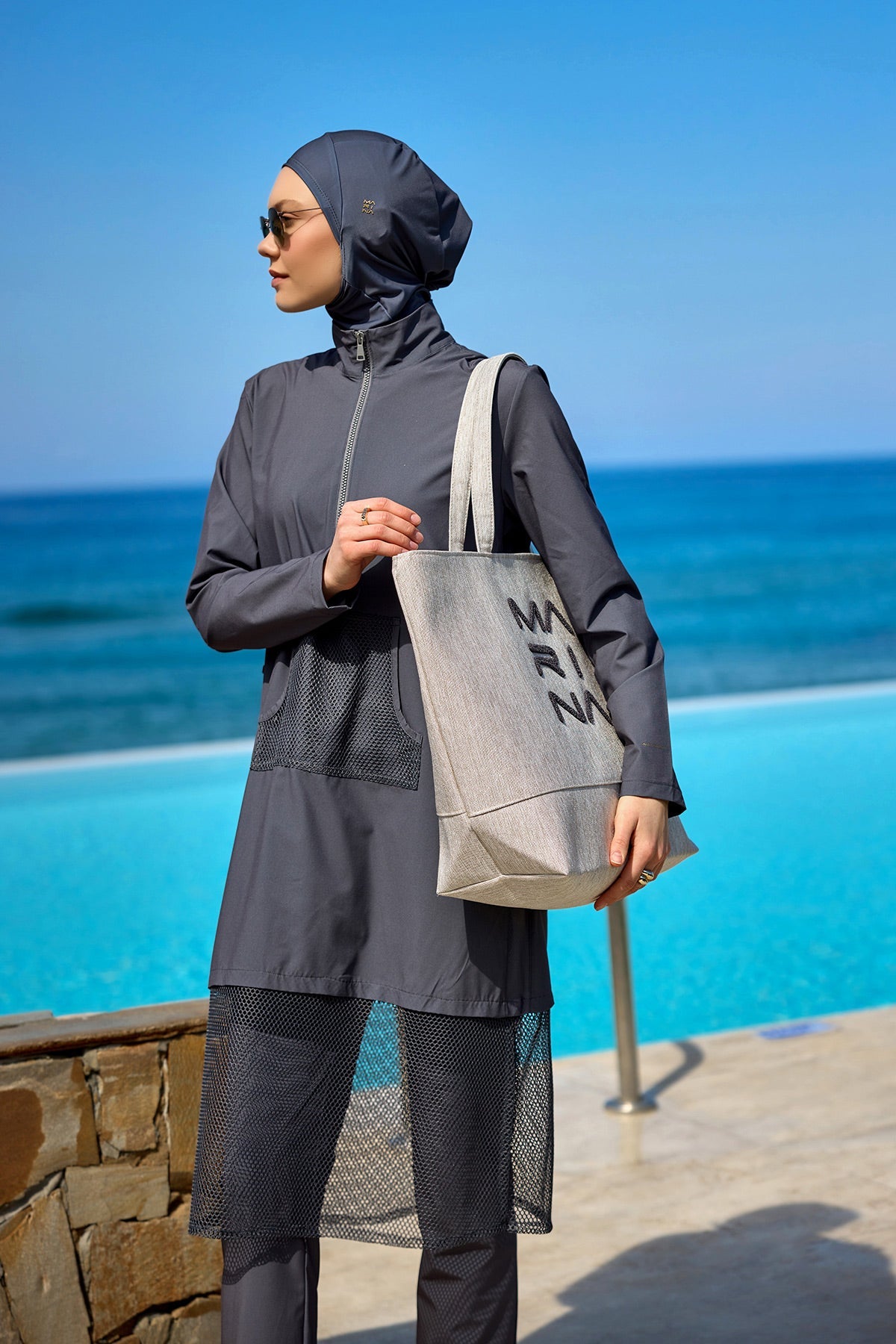 Strandtasche Grau meliert "Andalus by Marina" CA2501-3
