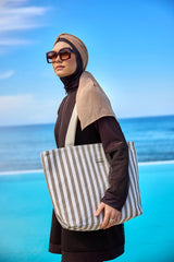 Strandtasche Nerz gestreift "Andalus by Marina" CA2503-1