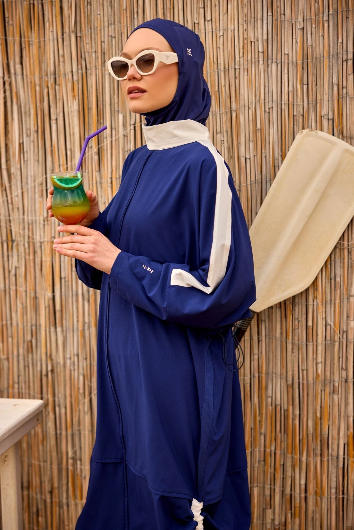 Marina Burkini M2521-2 Marineblau-Weiß Modest Swimwear - UV-Schutz UPF50+ wasserabweisend schnelltrocknend