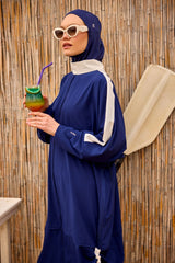 Marina Burkini M2521-2 Marineblau-Weiß Modest Swimwear - UV-Schutz UPF50+ wasserabweisend schnelltrocknend