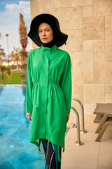 Marina │ Modest Swimwear Set 4-Piece Black with Green Stripes - M2506-1