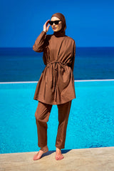 Burkini Modest Swimwear Set 3-Teilig Braun "Andalus by Marina" A2502-3